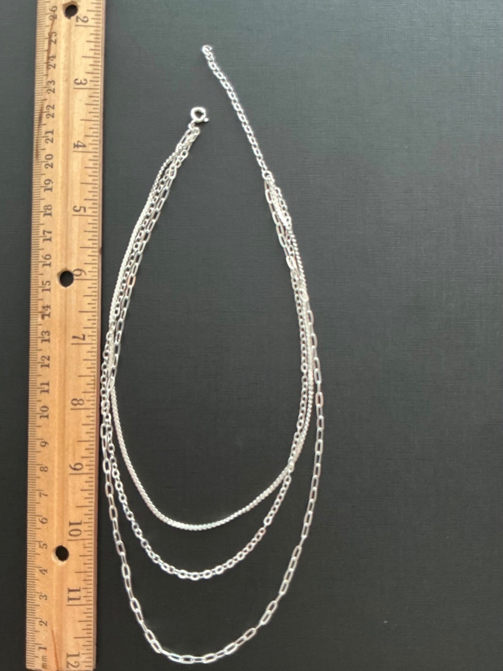 NEW 925 Peruvian Silver 3-Layer Rope & Paperclip Chain Necklace